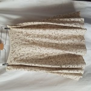 Jones New York collection cream colored linen lace cut-out skirt size 12